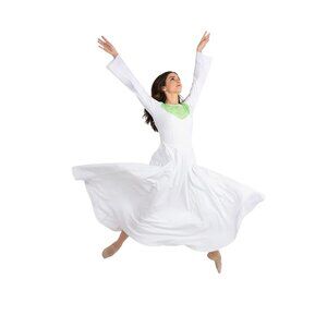 Body Wrappers Praise Dance Dress M White Green Praise Liturgical Worship White
